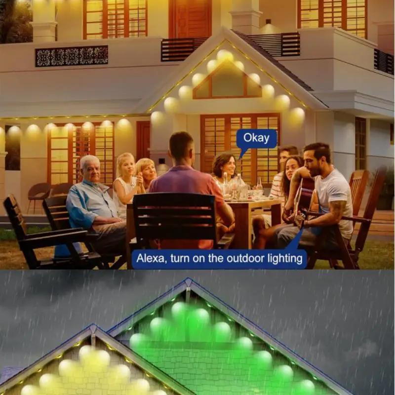 

RGB Outdoor Eaves Lights - 50/100ft with 30/60 LEDs, Music Sync Party Lights