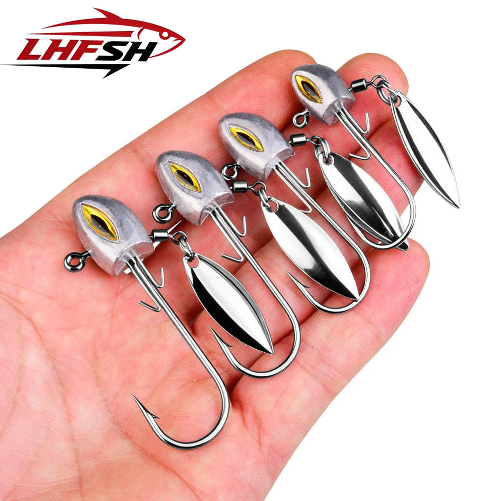 LHFSH 3er/6er-Set Jigging-Angelhaken mit Unterwasser-Spinnerblatt und Jigköpfen für Barsch, Süß- und Salzwasser