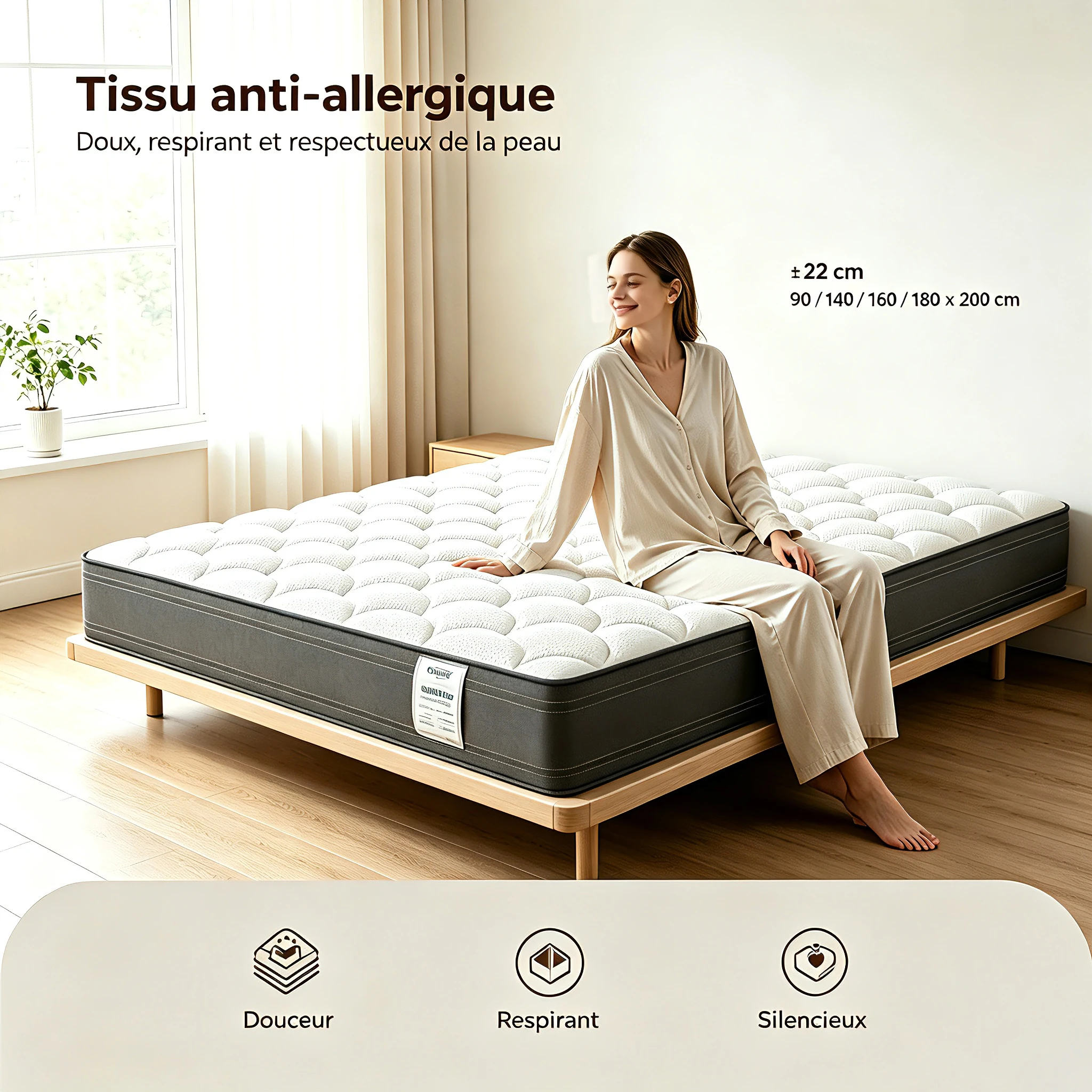 🇫🇷 LUVANZA Matelas Hybride 7 Zones | Ressorts ensachés + Mousse confort | Fermeté H4 pour corpulence élevée | Soutien ponctuel et extrême durabilité |