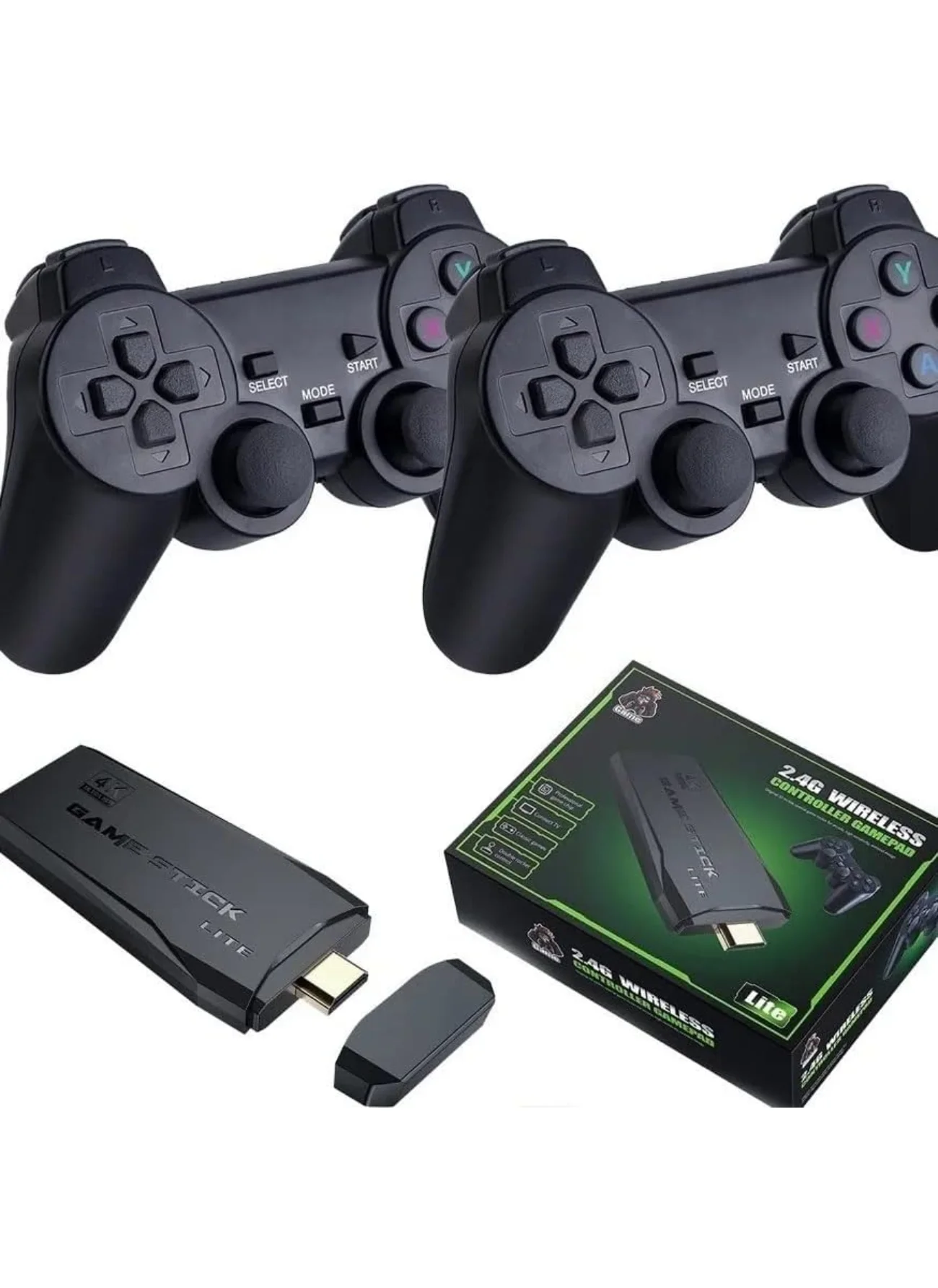 Game Stick 4k hd console de videogame retro 64g + 10000 jogos para ps1/fc/gba controle sem fio