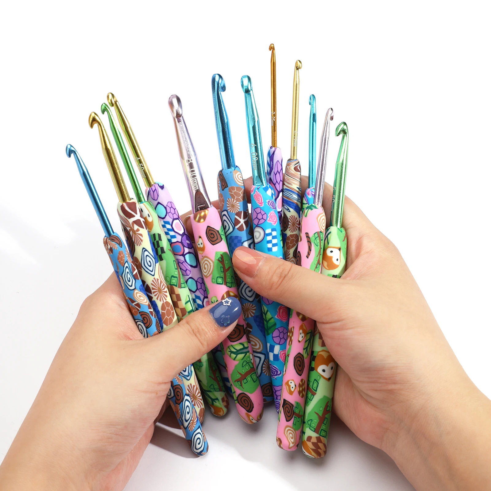 

New Animal Pattern Polymer Clay Crochet Hook DIY Knitting Needles2.25mm-8mm