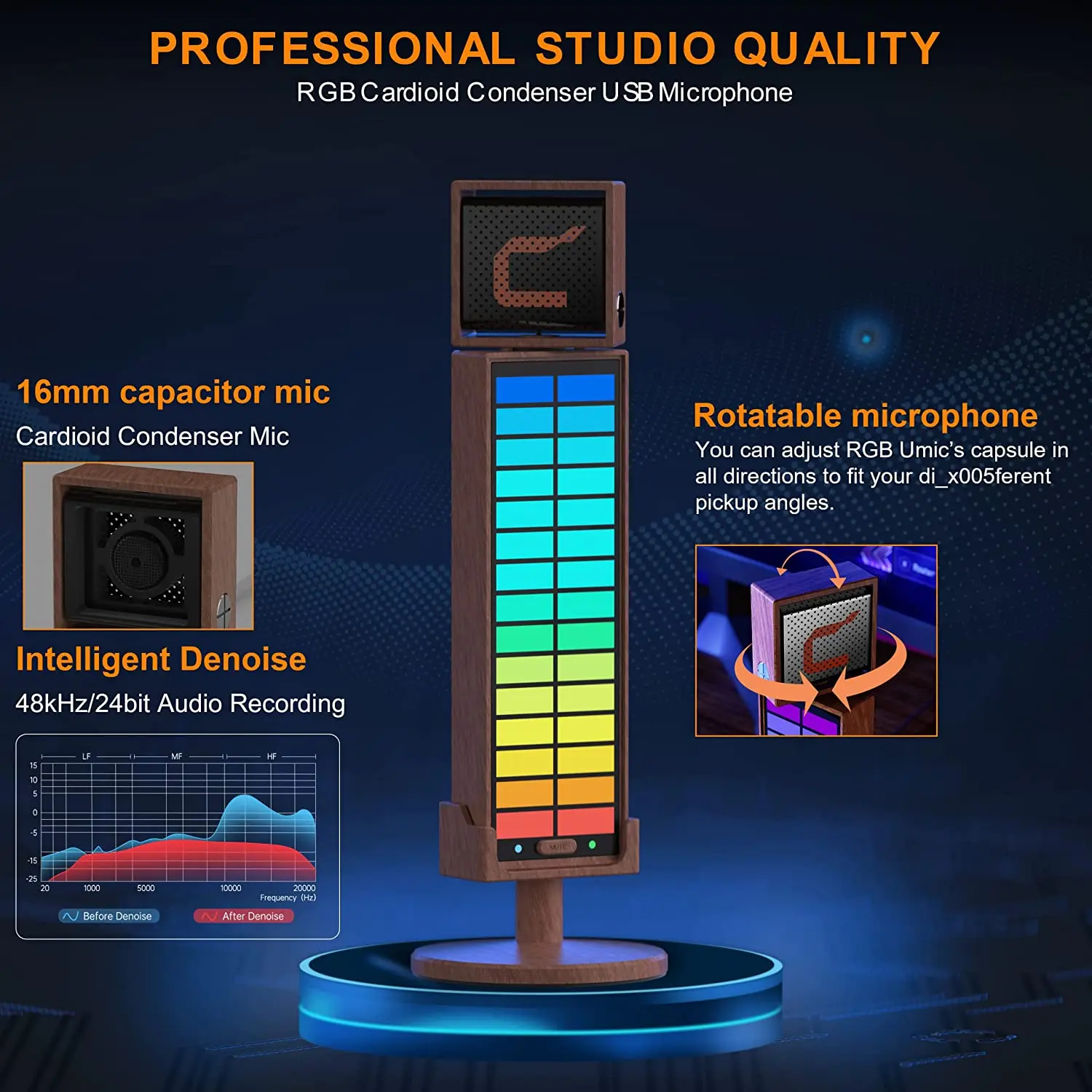 ميكروفون USB بمكثف قلبي من COMICA RGB Umic لأجهزة الكمبيوتر المحمول والهواتف الذكية Xbox PS4/5، لبث ألعاب YouTube Twitch