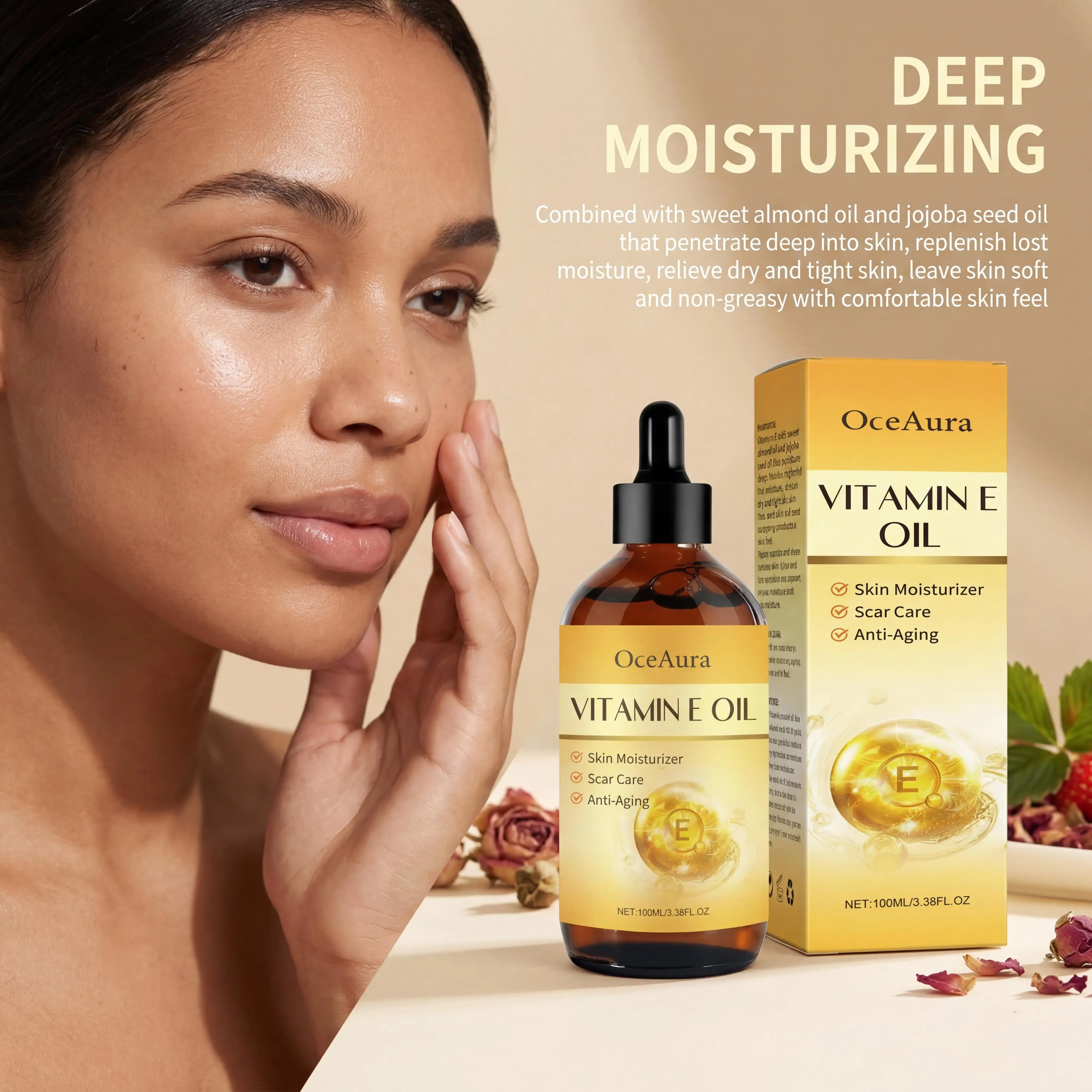 OceAura Vitamin E Skin Oil Moisturizer Scar Care Anti Aging Moisturizing Soothing Improve Dryness Multi Purpose Nourishing Essence Oil