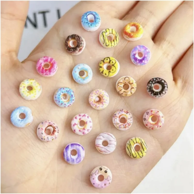 20 Stuks Leuke Donut Nail Art Accessoires Cartoon 3d Schattige Hars Donut Bedels Voor Nagels Diy Zomer Nail Art Decoraties Sieraden Onderdelen