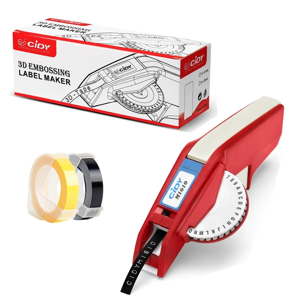 Label maker machine Manual typeprinter Compatible Dymo1610 Manual Label Printer Manual Labeller suit for 6/9mm 3D Embossing tape