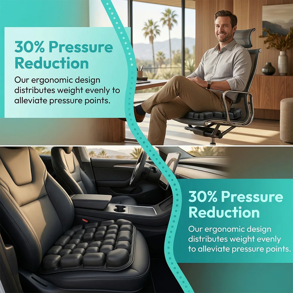 Inflatable Anti-Bedsore Seat Cushion Adjustable Air Pressure Breathable Fabric Wheelchair Office Car Home Use Pressure Relief view 2