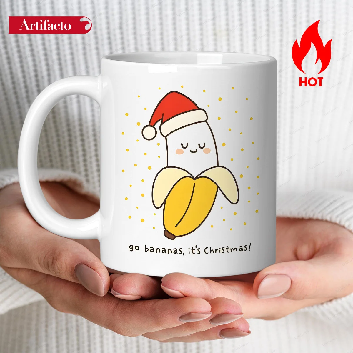 11-Ounce Ceramic Coffee Mug with Christmas Banana Design and the Phrase 