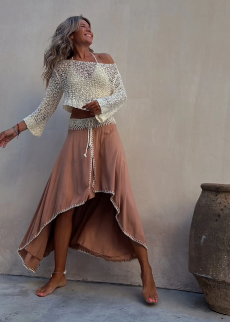 Women's Knit Blouse Crop Top Sexy See-through Sheer Crochet Bikini Cover up Sunscreen Shawl Cape Pullover Thin Sweater Blusa