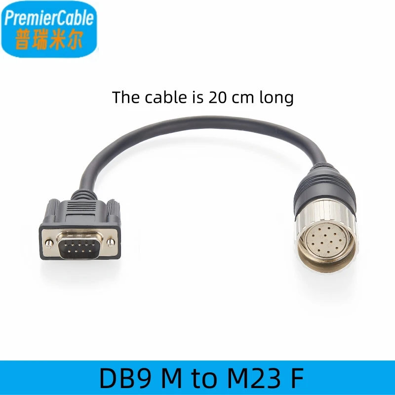 M23 12Pin to DB9 Male Cable M23 Female Cable to 9Pin D sub DB9/RS232 Sensor Actuator Encoder Cable Compatible Baumer