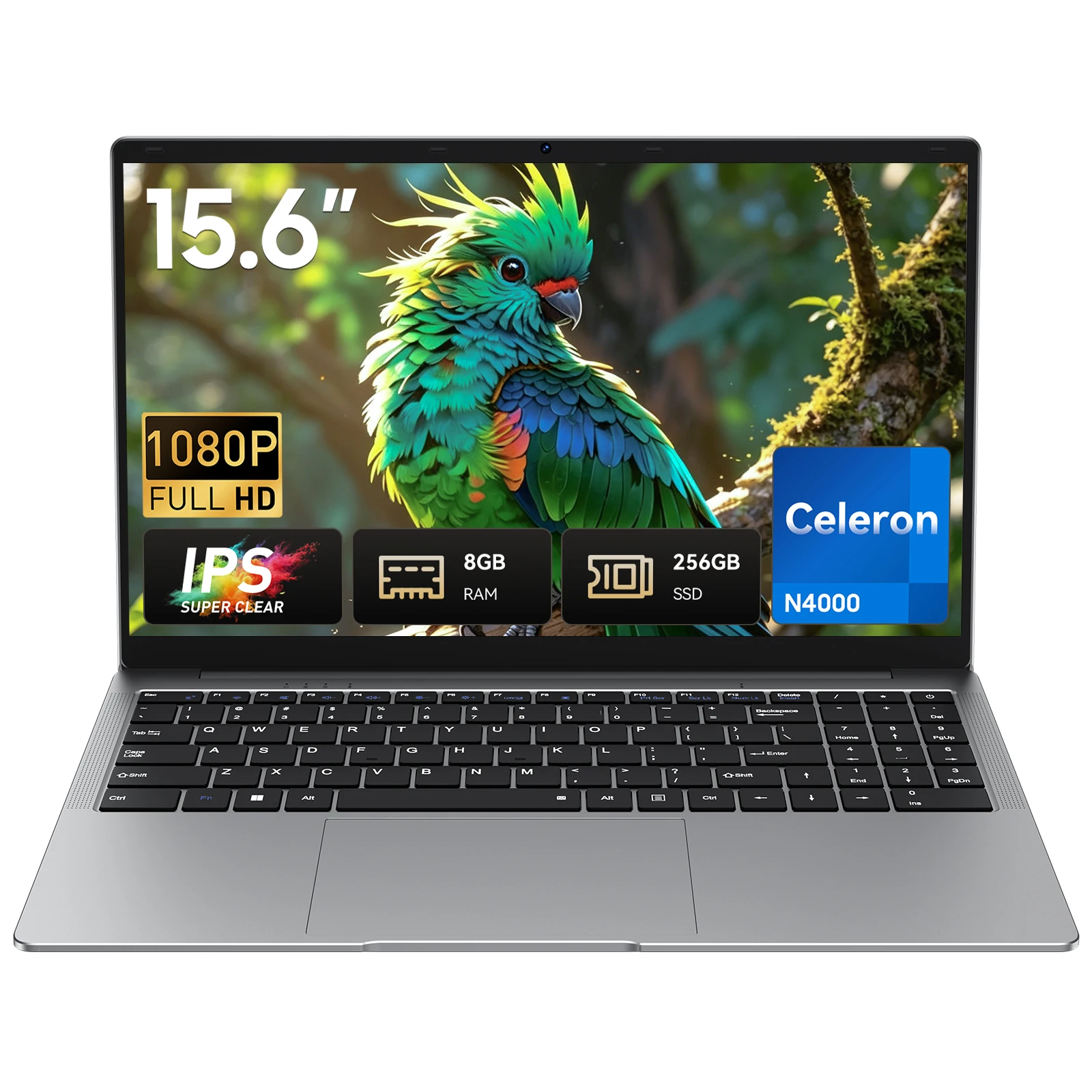 Laptop HYPERSTRIX da 15,6 pollici, Celeron N4000, 8 GB di RAM, SSD da 256 GB, display Full HD 1080P, WiFi dual-band, Mini HDMI, notebook leggero e sot