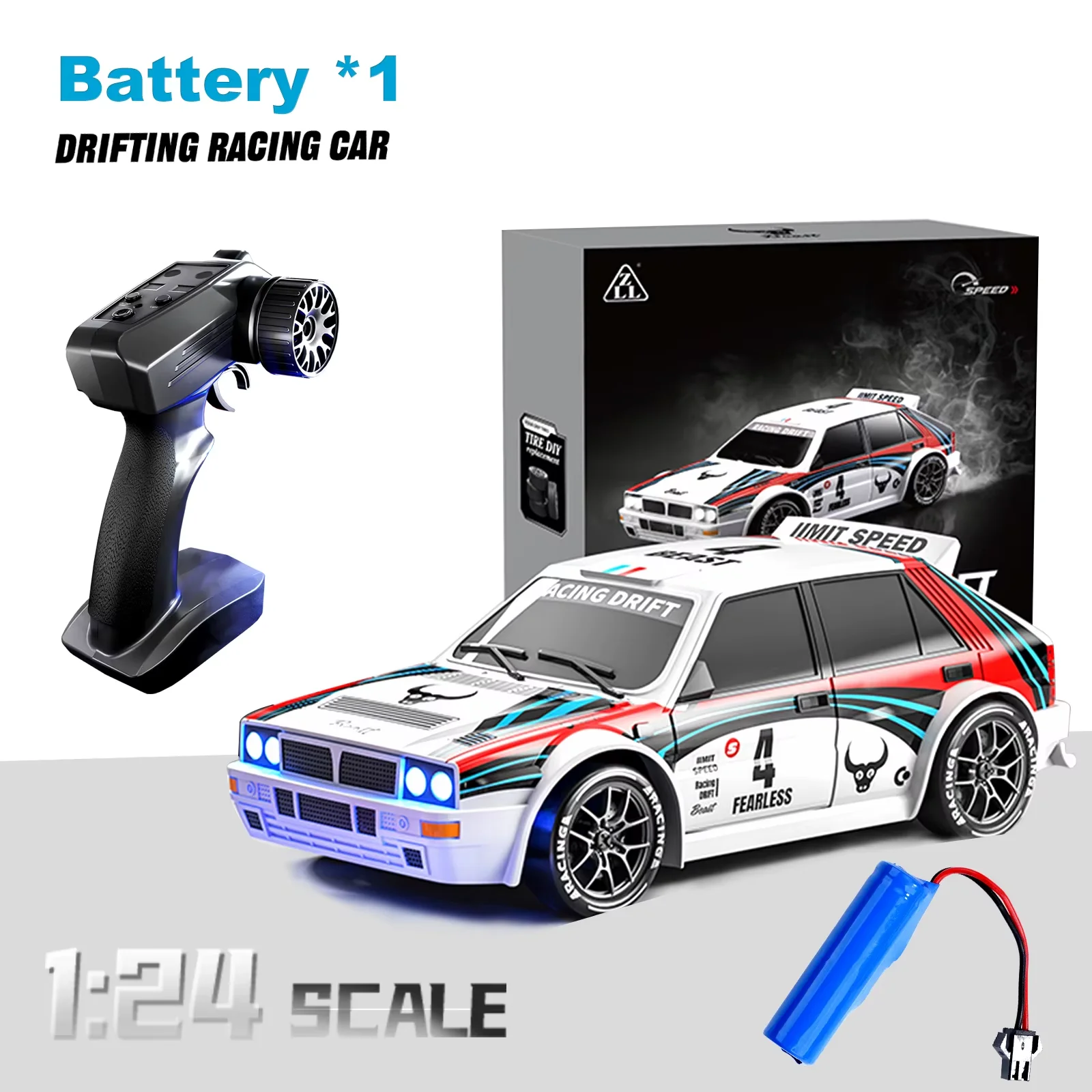 ZNLYRION 4WD RC Drift Auto im Maßstab 1:24, 20 km/h, 2,4G Ferngesteuertes Rennfahrzeug mit LED-Lichtern für Jungen und Erwachsene