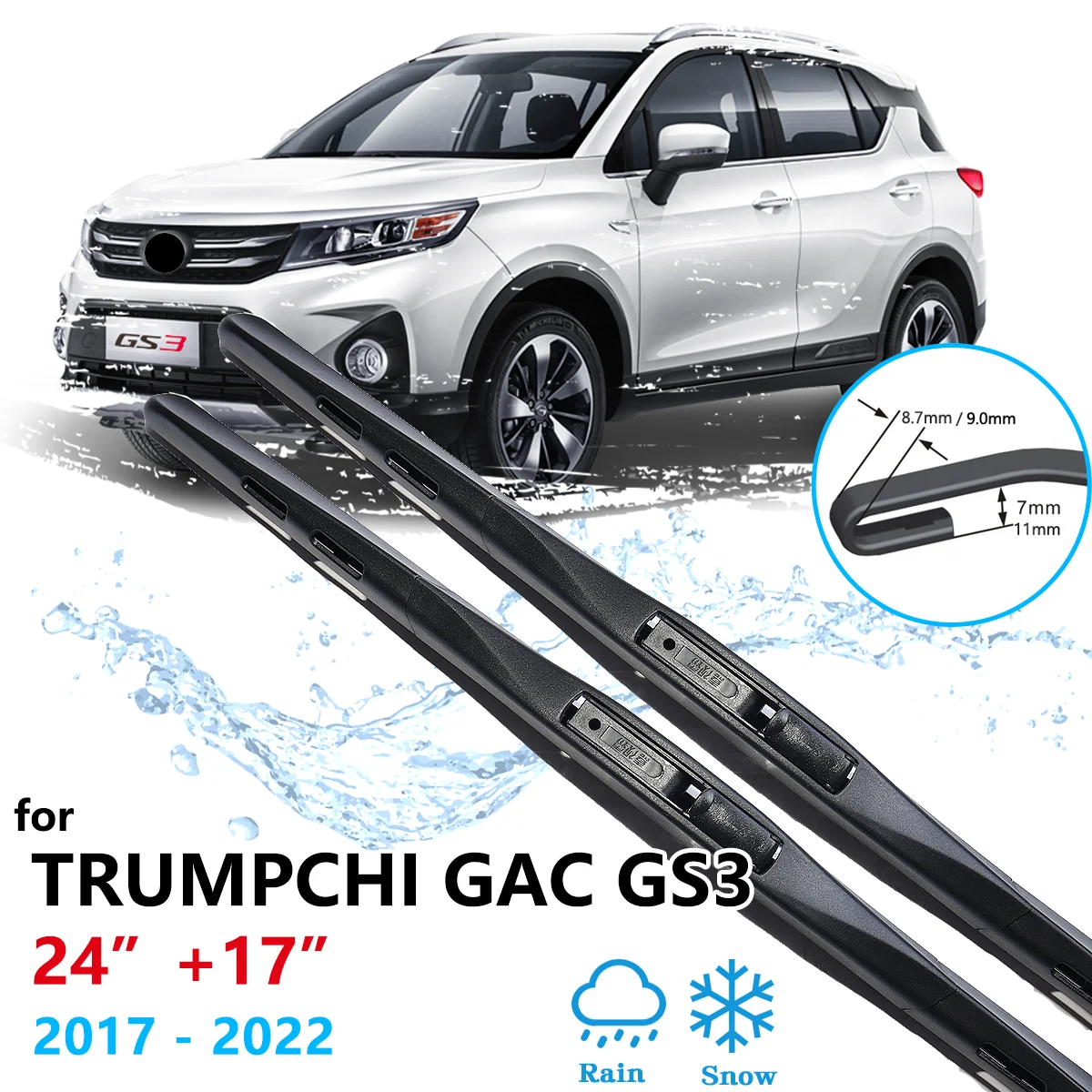 For Trumpchi GAC GS3 2017 2018 2019 2020 2021 2022 Front Wipers Blades Window Brushes Windscreen Windshield Cleaning Accessories