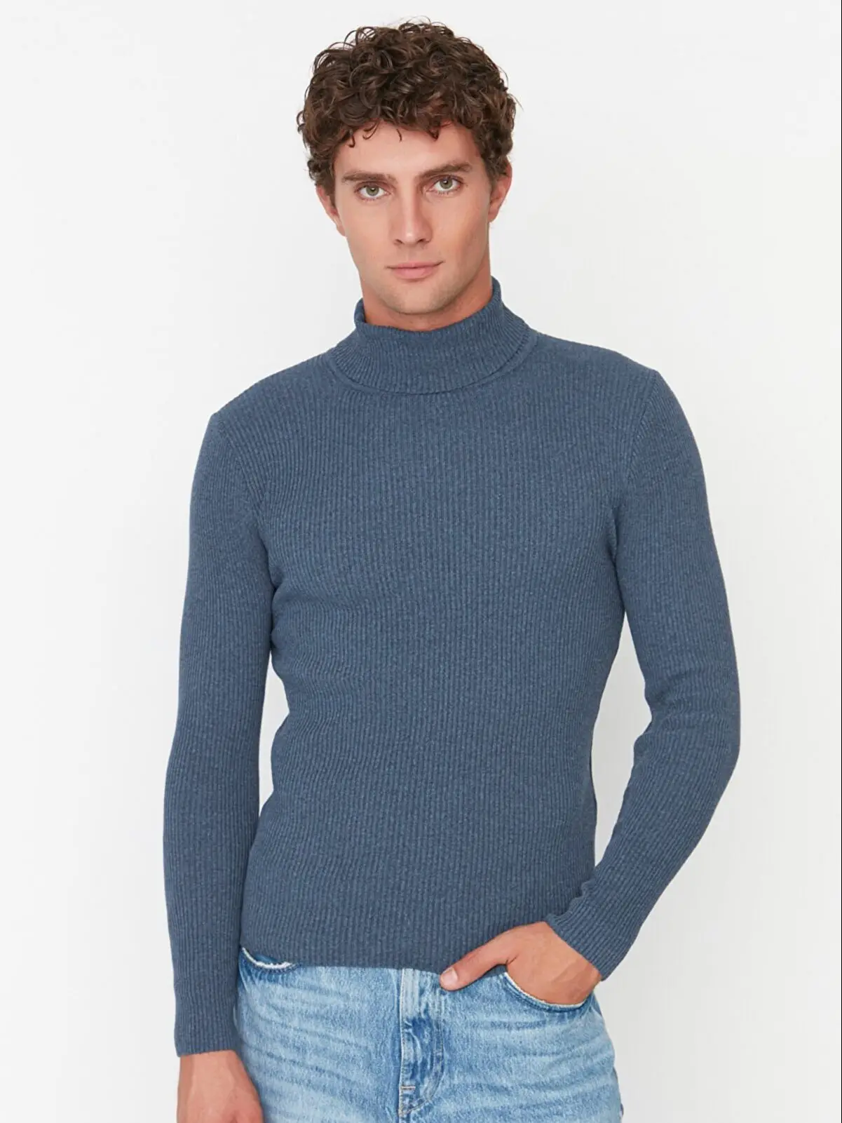 Men\'s Slim Fit Turtleneck Corduroy Knitted Sweater Soft Wool Warm Autumn Winter Stylish Casual Men\'s Tops In Different Colors,