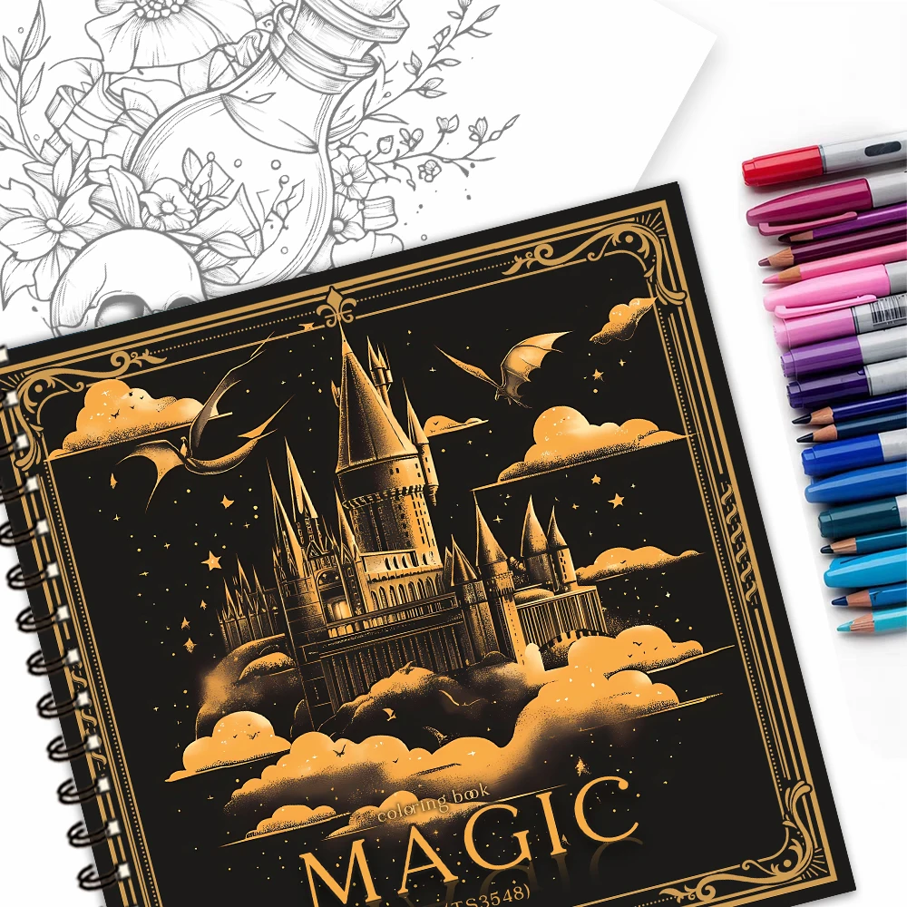 

Fantasy Magic Coloring Book, Teen Coloring Book, Various Patterns, 100g Heavyweight Paper, Stress Relief, Birthday Gift