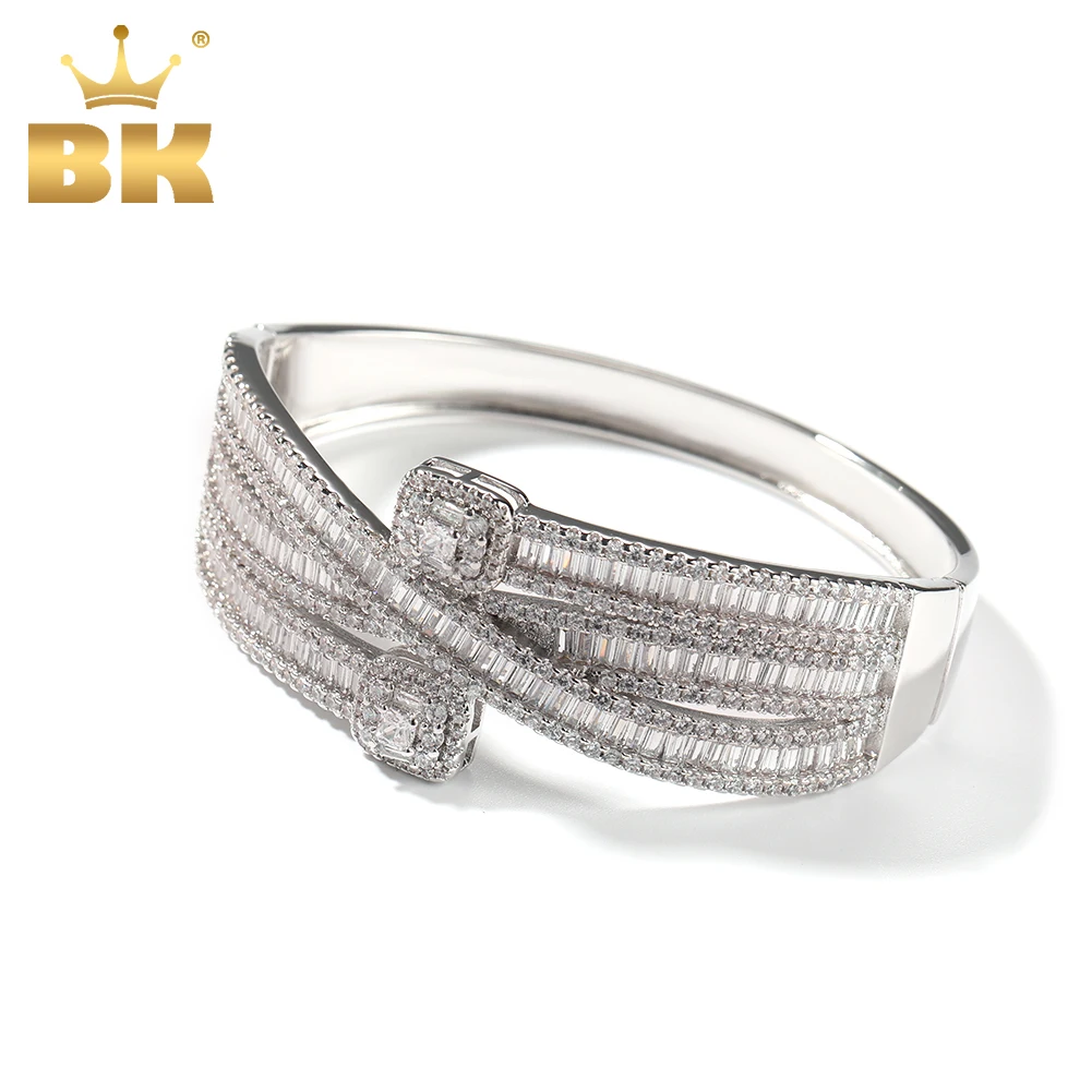 THE BLING KING Crossover Stackable Bangle For Women Wedding Party Full Iced Out Cubic Zircon Bracelet Luxury Bridal Jewelry Gift