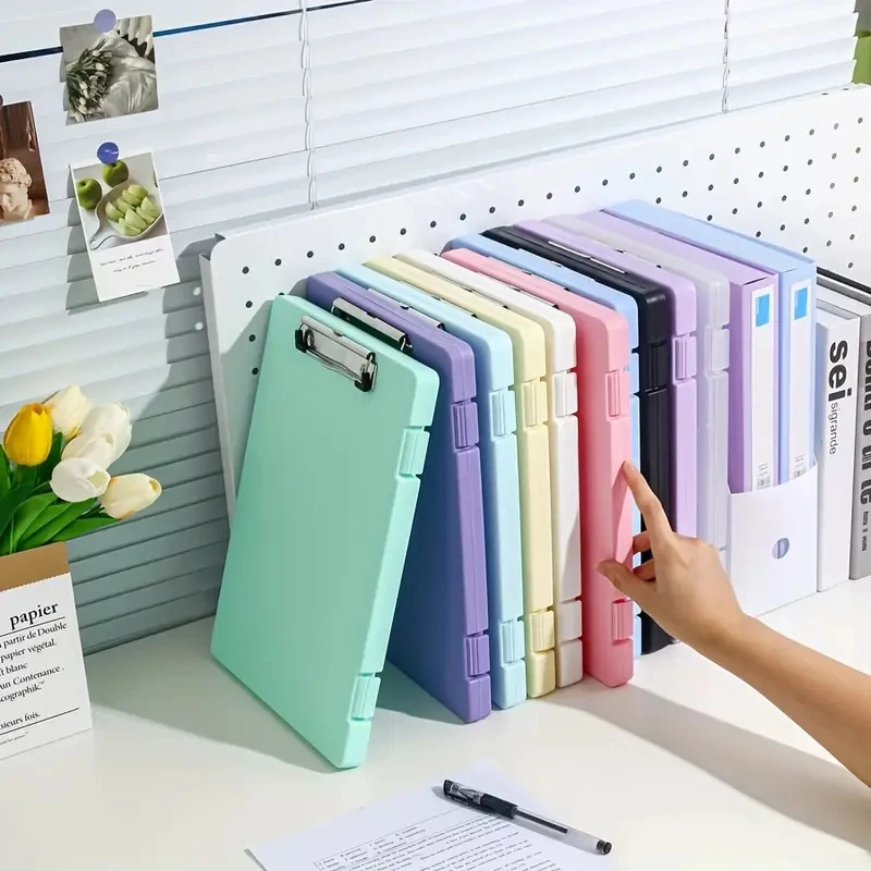 Large-Capacity A4 Clipboards File Folder Box Sturdy Plate Clip Design Multi-functional for Efficient Paper Storage for Students