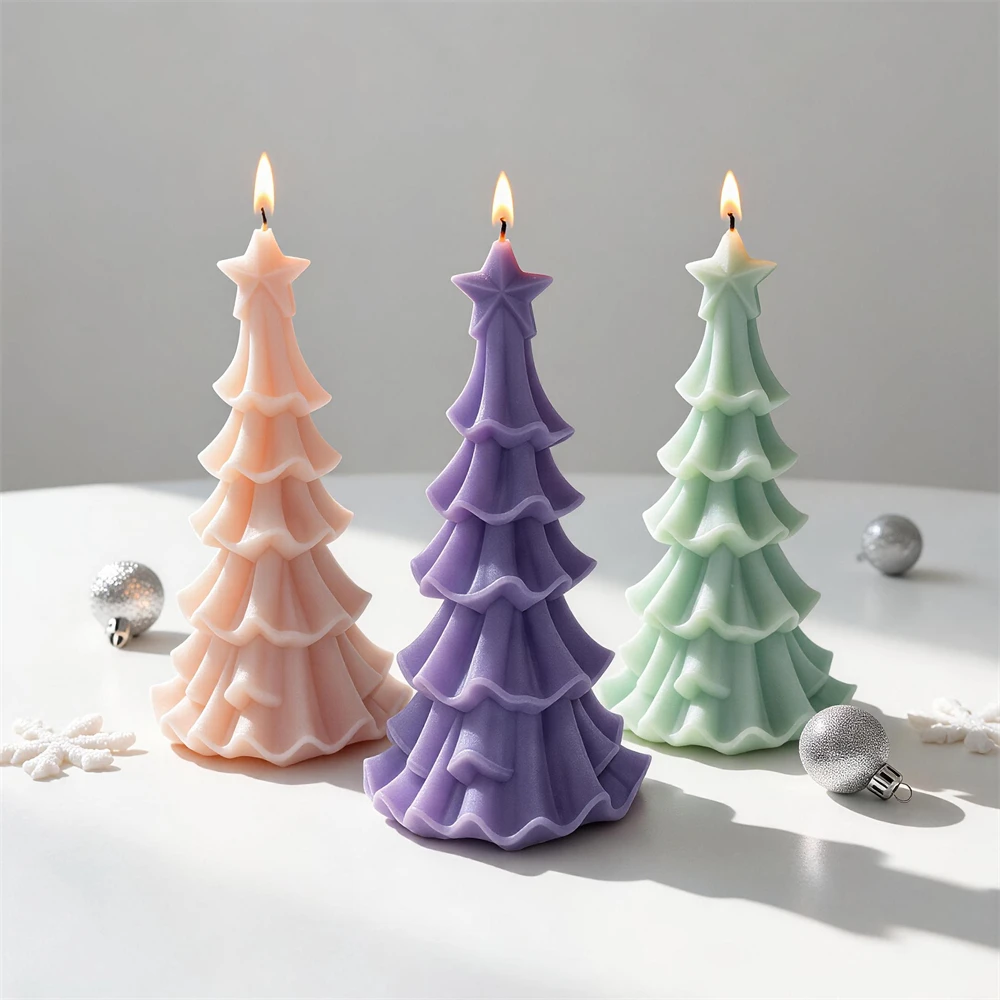 Christmas Tree Silicone Mold Soy Wax Candle Mold Christmas Concrete Resin Casting Mold Christmas Home Decor view 5