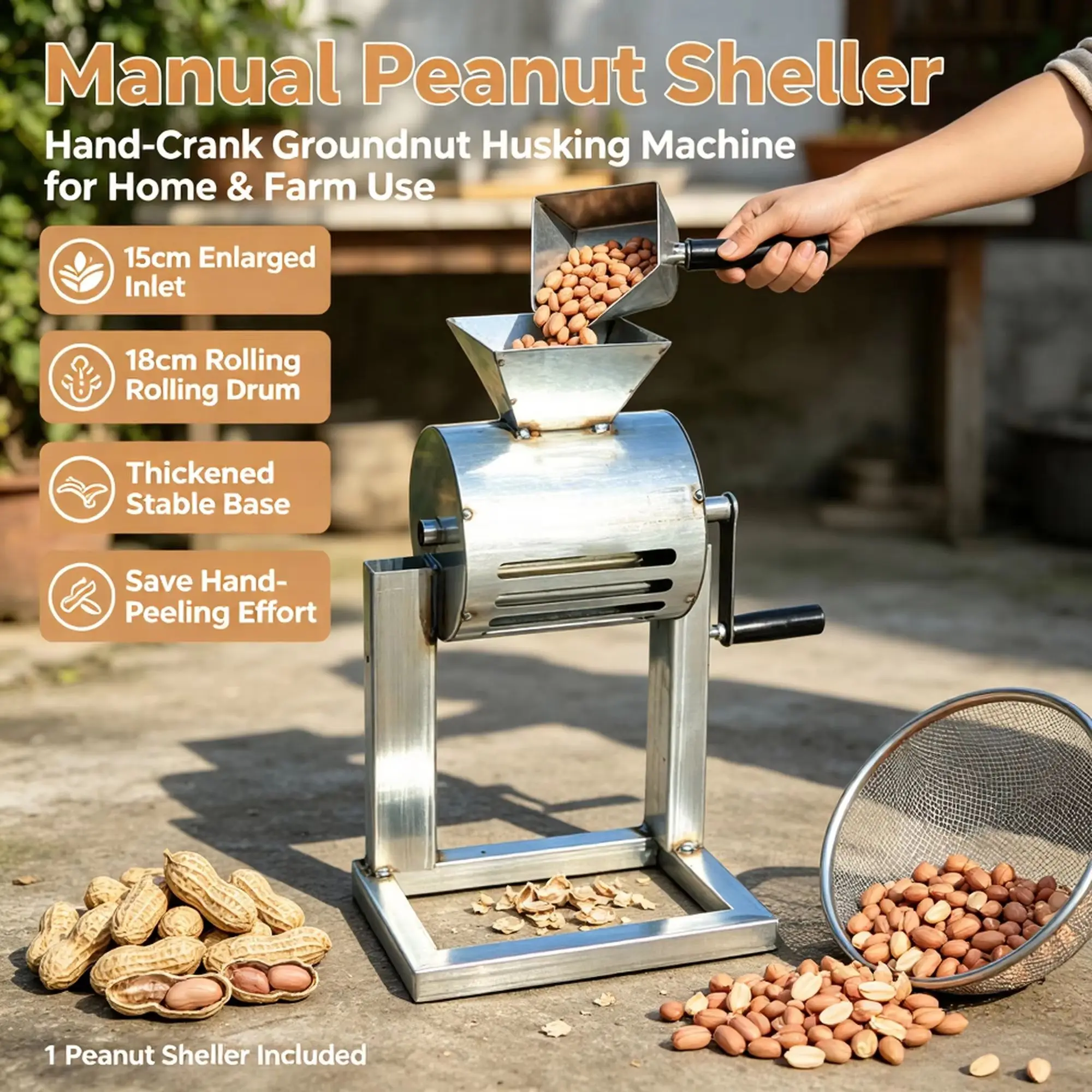 Manual Peanut Sheller Hand Crank Nut Cracker Effort Saving for Home Farm Garden Kitchen Tool Agricultural Peanut Husker Machine