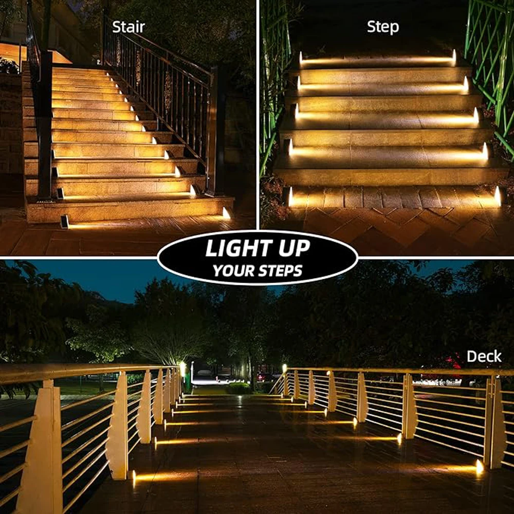 Imagem -04 - Impermeável Led Step Lamp Solar com Lente Anti-theft Decoração Iluminação Luz da Escada ao ar Livre Jardim Deck Caminho Luz Ip67