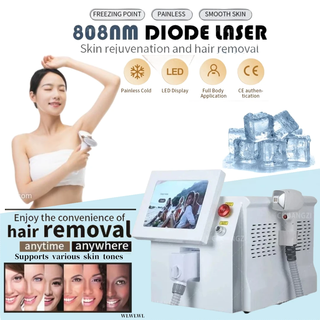 

Professional 3-wave IPL diode ice titanium female hair removal machine 2024 portable 808 755 Alexander device permanent