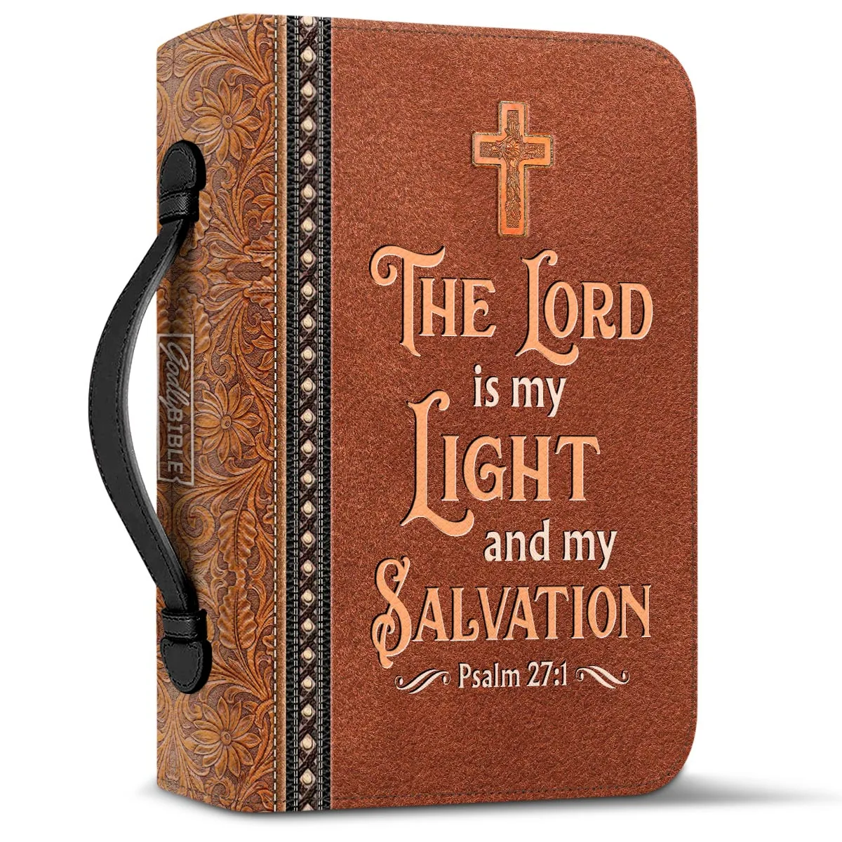 2023 Personalized Bible Verse Cover The Lord Is My Light And My Salvation Cross Print Women\'s Study Book Holy Storage Boxes Gift