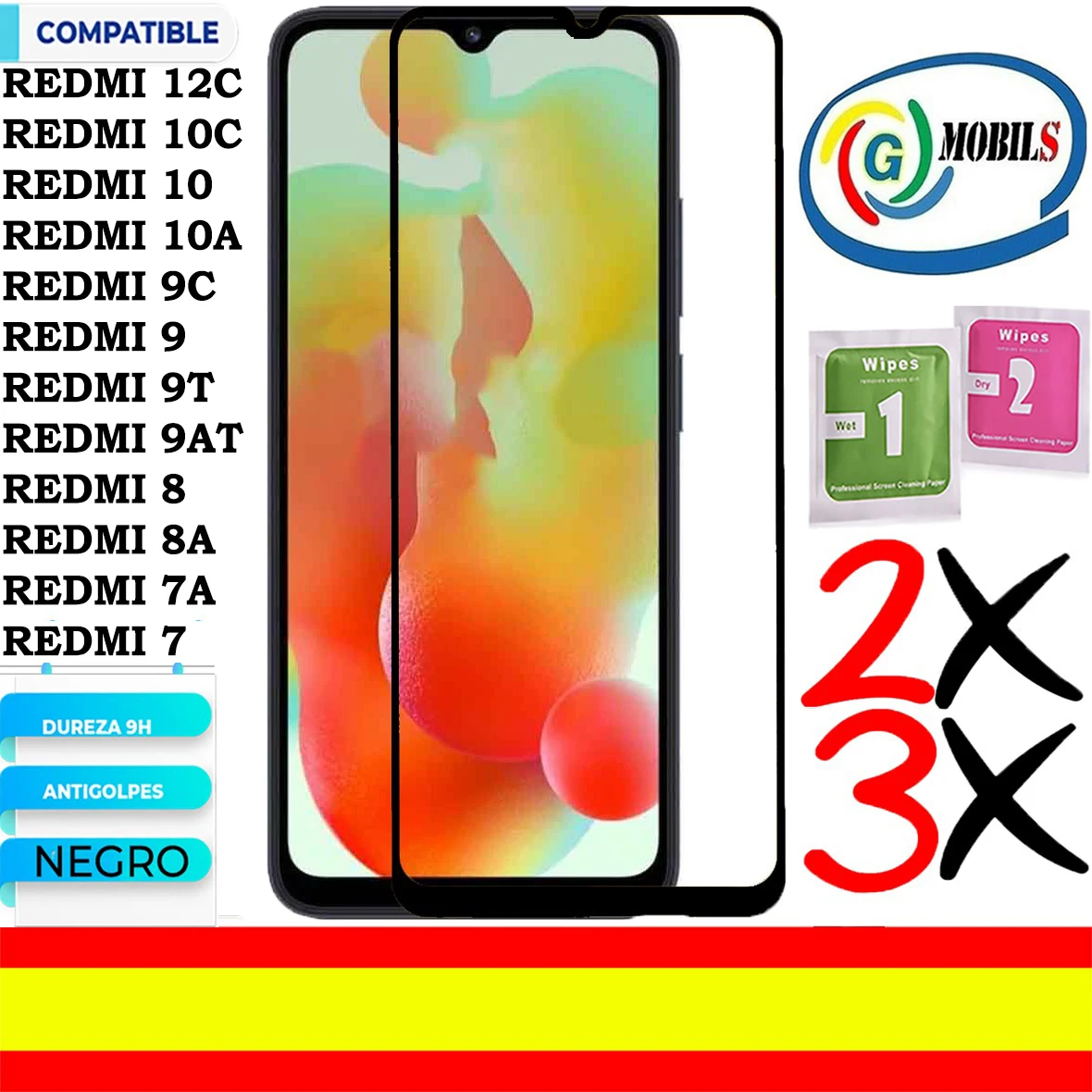 Xiaomi Redmi 12C, Redmi 10C, Redmi 10, Redmi 10A, Redmi 10, Redmi 9T, Redmi 9AT, Redmi 9A, Redmi 9C, Redmi 9, Redmi 8A, redmi 8 Redmi 7A Redmi 7 full glass tempered glass Gmobils