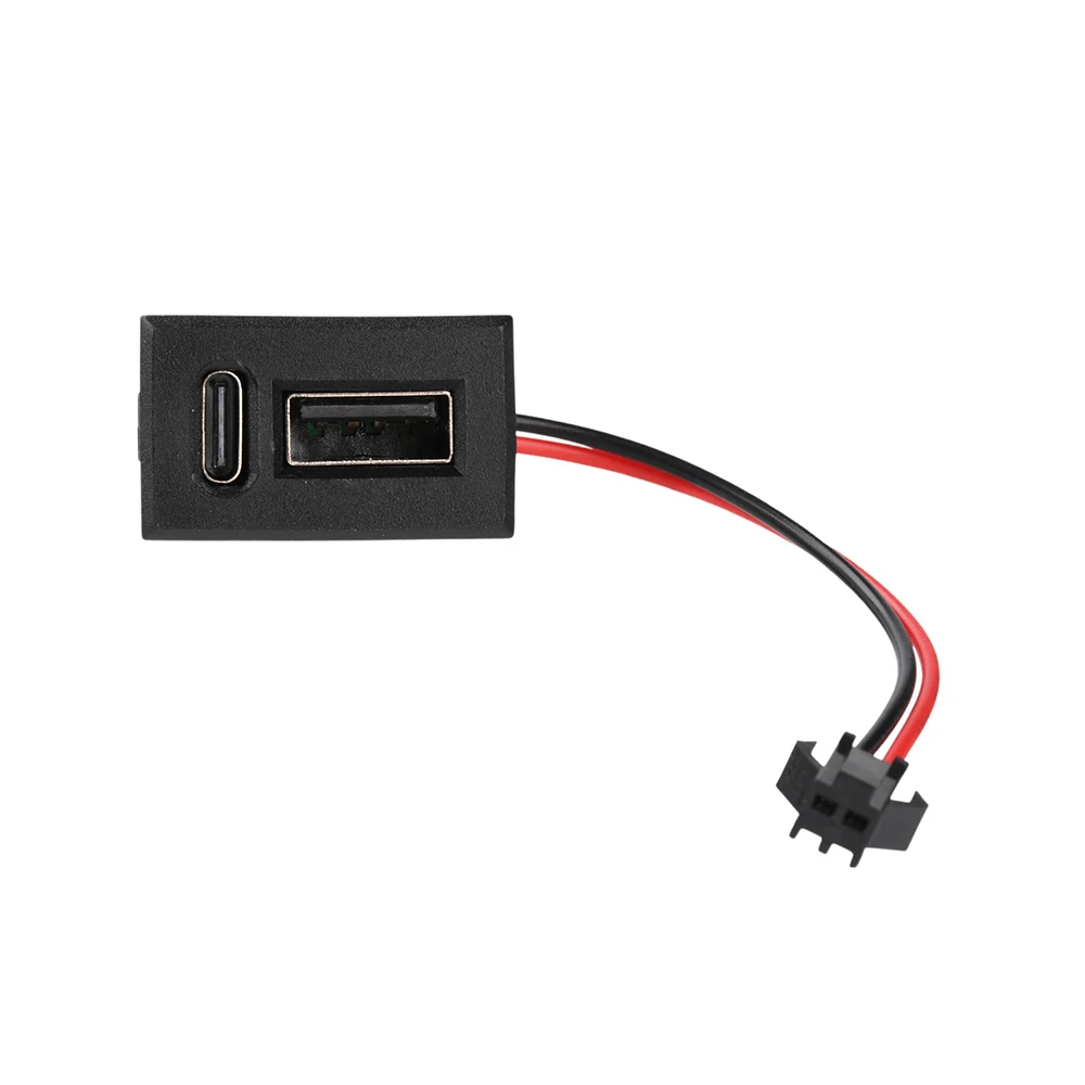 Dual-Port USB Female Connector USB-A Type C Charging Socket with 10000 Insertion Cycles for Home Appliances and LED Lamps