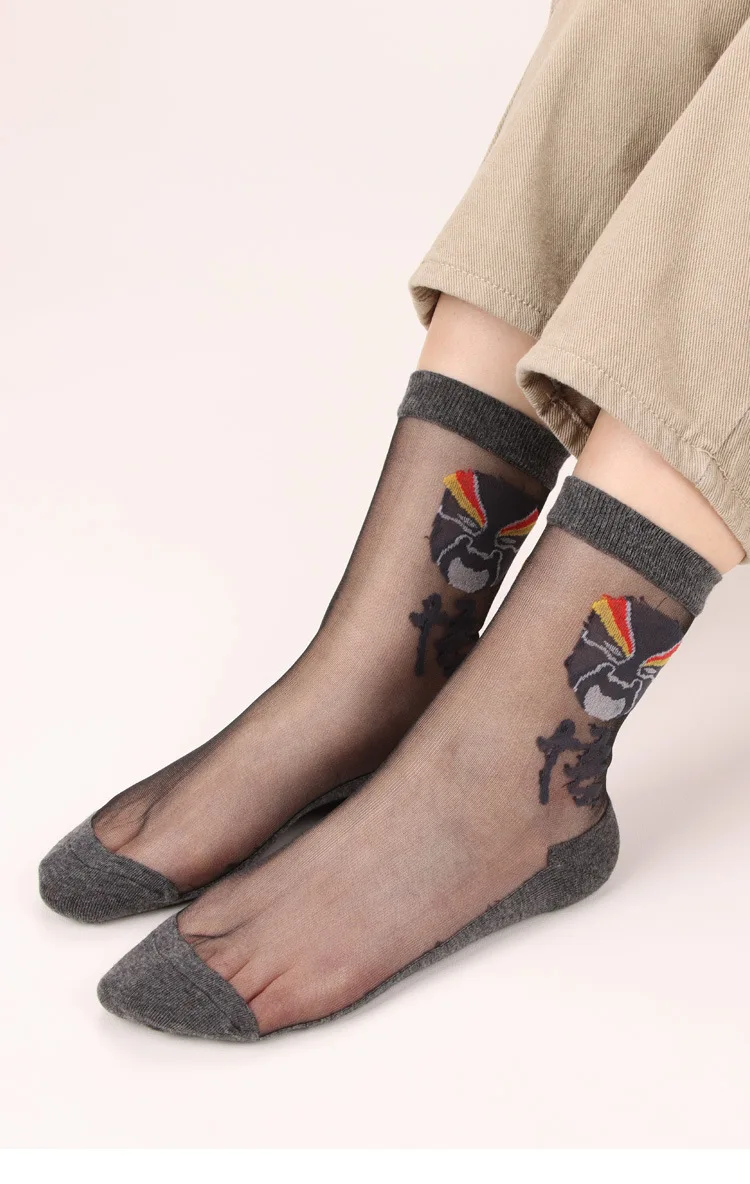 DONG AI – chaussettes d'été en soie et verre cristal pour homme, 1 paire, respirantes, style chinois, élastique, Facebook