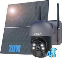 Xega 4G SIM Surveillance Camera Solar Panel 20W 20000mAh Battery 24h Recording 2K Color Night Vision Human Detection IP Camera