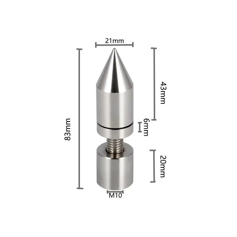 4er-Set M6 M8 M10 Edelstahl Chrom Lautsprecher-Spikes Isolationskegel Standfüße Gehäuse M8 Schraube – Detail 8