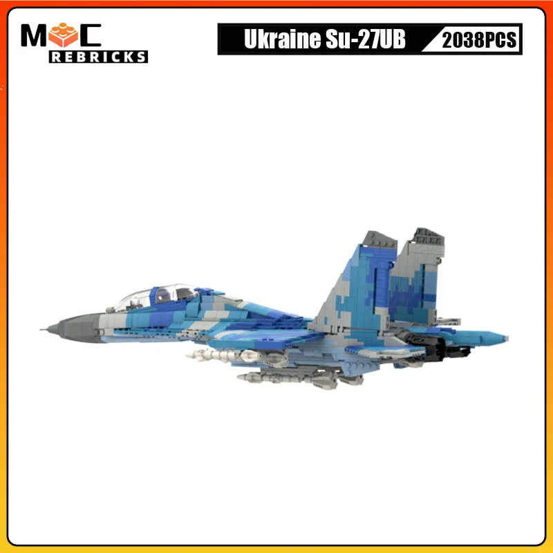 WW II Military Air Base Weapons Ukraine Su-27UB Flanker Fighter MOC Building Block Airplane Model Sets Bricks Toys Kid XMAS Gift