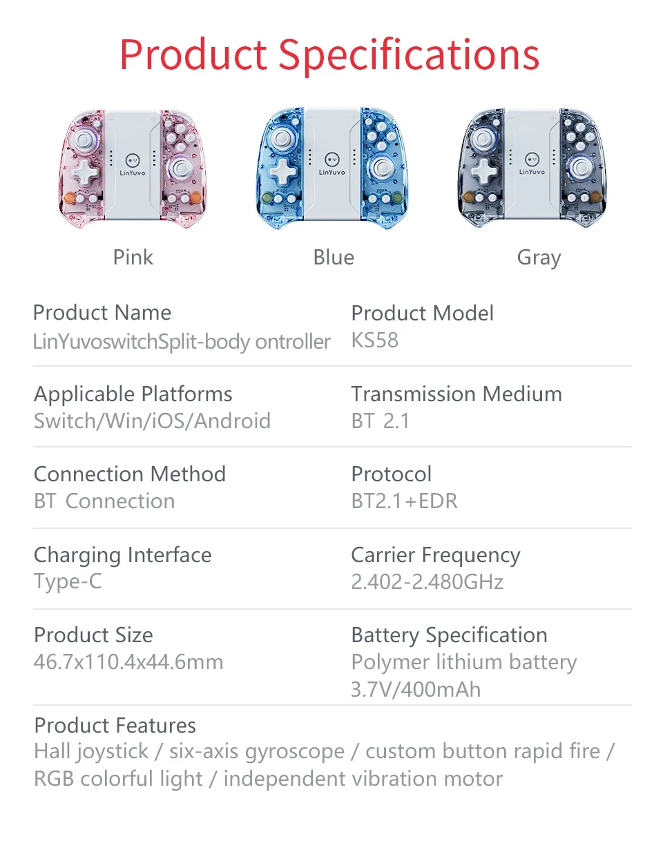 Беспроводной RGB-геймпад для контроллера NS Switch джойстик совместимый с Oled Lite ПК вибрацией Фото №6