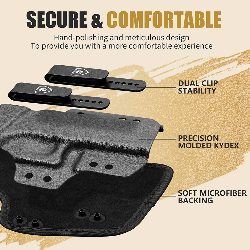 Universal Hybrid Kydex & Long Nylon Holster,IWB,Fit Glock 17/19/19X,Jericho 941F,SAR9,CZ P-07,P09,P-10C,CZ75,and More,Right Hand view 4