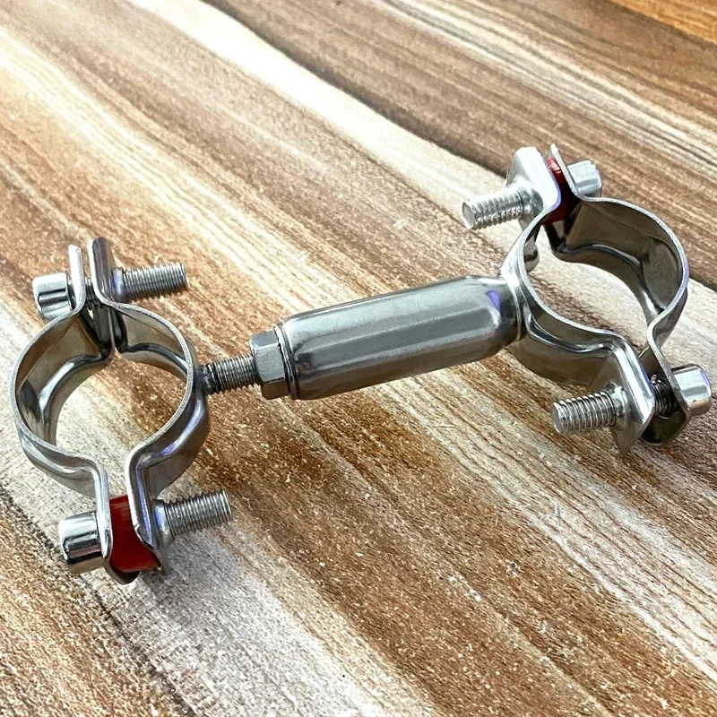 Support de tuyau en acier inoxydable, Double couche réglable, Double extrémité, Support de fixation de tuyau, outil de fixation de pince métallique, 1 pièce