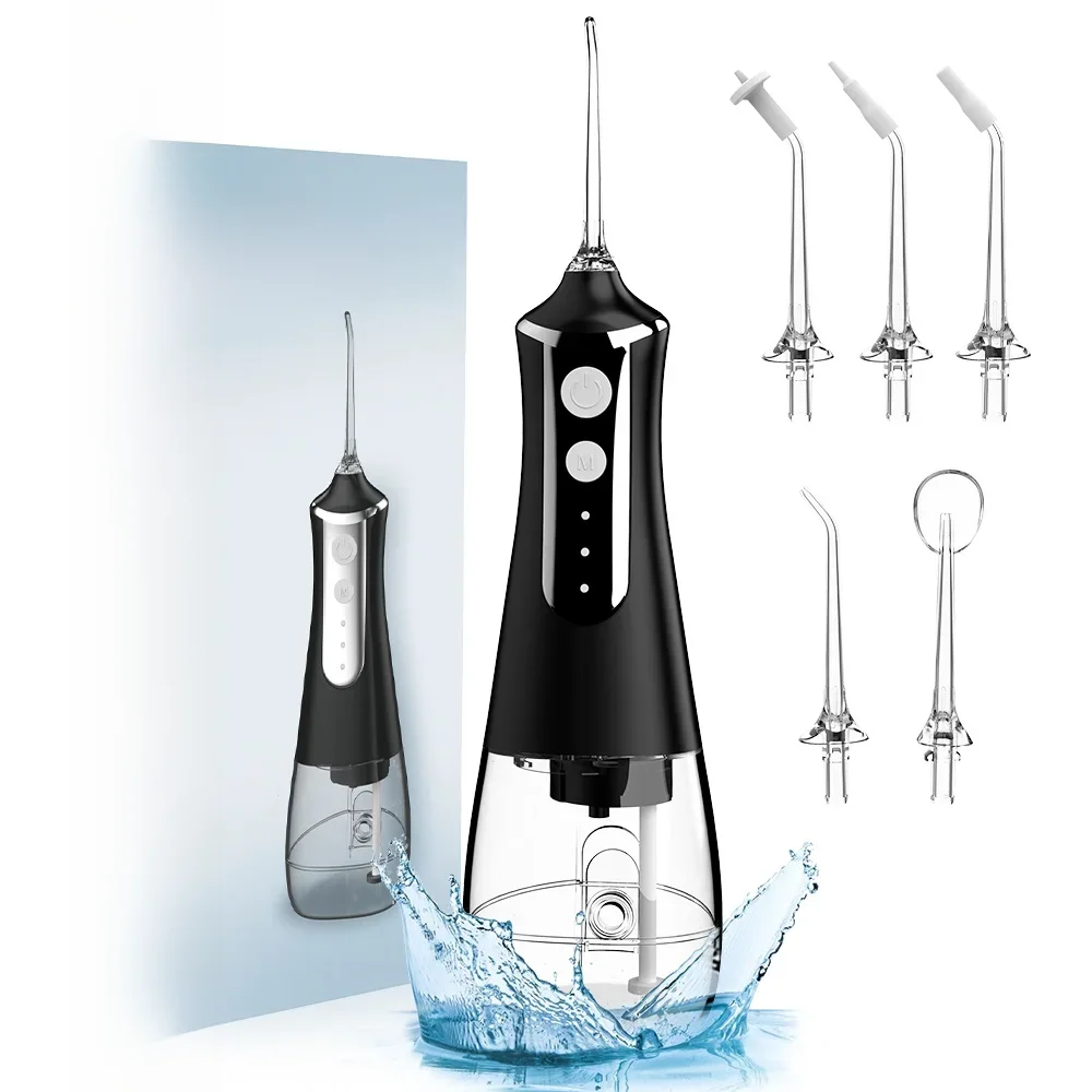 Dental Oral Irrigador Água Flosser, Thread Teeth Pick, Máquina de lavar a boca, 5 bicos, 3 modos,