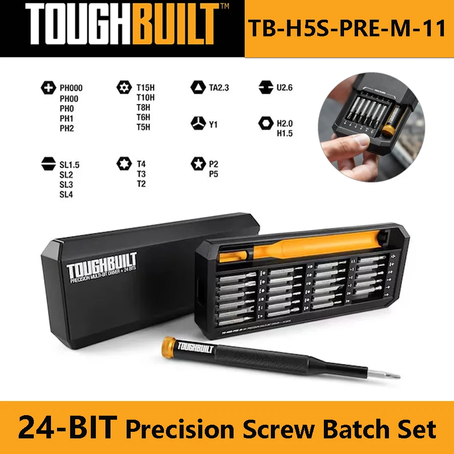 TOUGHBUILT TB-H5S-PRE-M-11 24-bit Precision Multi-Bit Driver + Case 24 in 1 Precision Screwdriver Combination Set Hand Tools