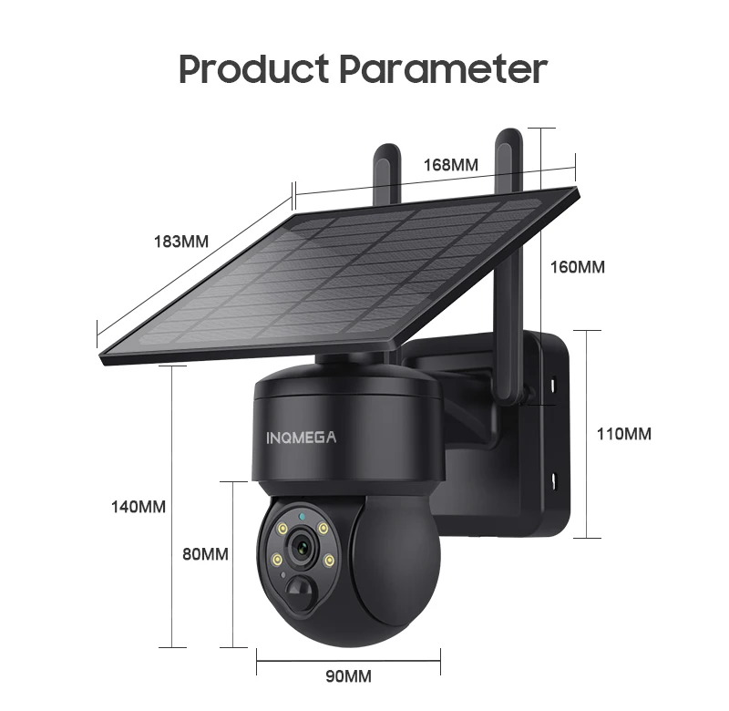 INQMEGA Tuya Smart Life 6MP Solar Camera WiFi PTZ Security CCTV Camera Wireless PIR Human Tracking Color Night Vision IP65