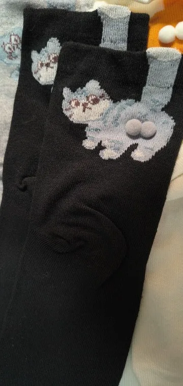 3 Pairs Cute Cat Face Socks - Soft Funny Animal Novelty Socks with Tabby, Multi-Color (Grey/White/Black) for Women & Men photo review