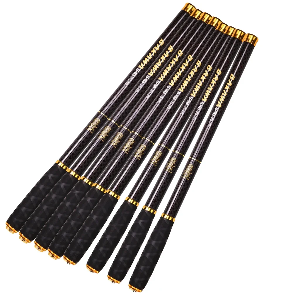 Canne à pêche télescopique BAKAWA en fibre de carbone ultralégère 2,7M/3,6M/4,5M/5,4M/6,3M/7,2M pour la pêche en eau douce