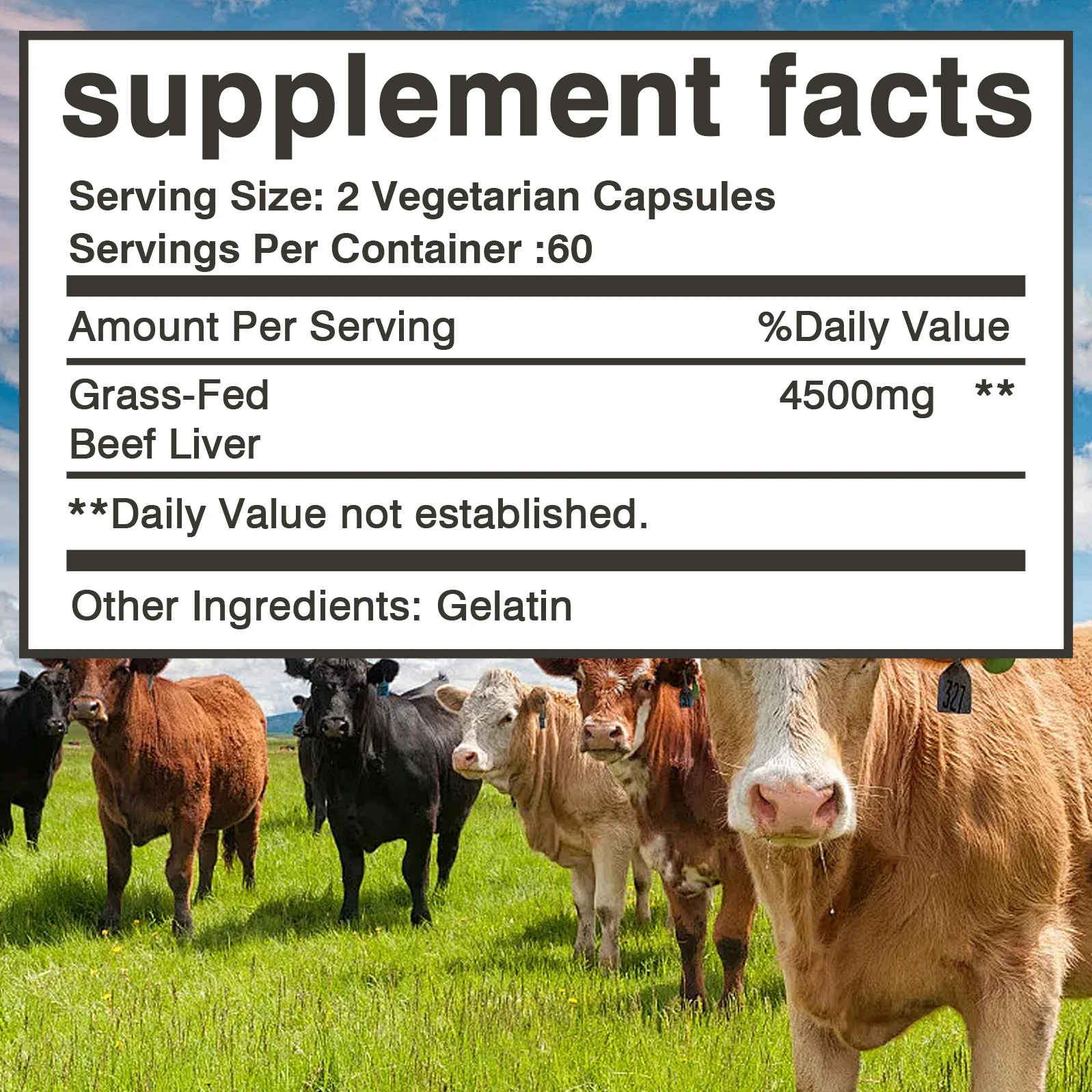 Grass-fed Dried Beef Liver - Improves The Body's Resistance and Strengthens Joints, Ligaments and Tendons - 120 Capsules