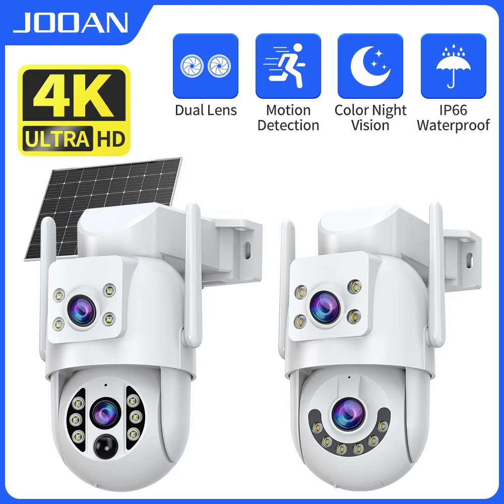 

JOOAN 4K WiFi Solar Low Power Battery Camera Outdoor Dual Lens Security IP Camera Auto-Tracking Night Vision Video Surveillance