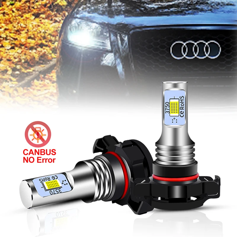 For Audi A3 8P 2008 2009 2010 2011 2012 5202 PS19W PS24W H16 LED Daytime Running Light Bulbs Canbus DRLs Car Headlamp Daylights