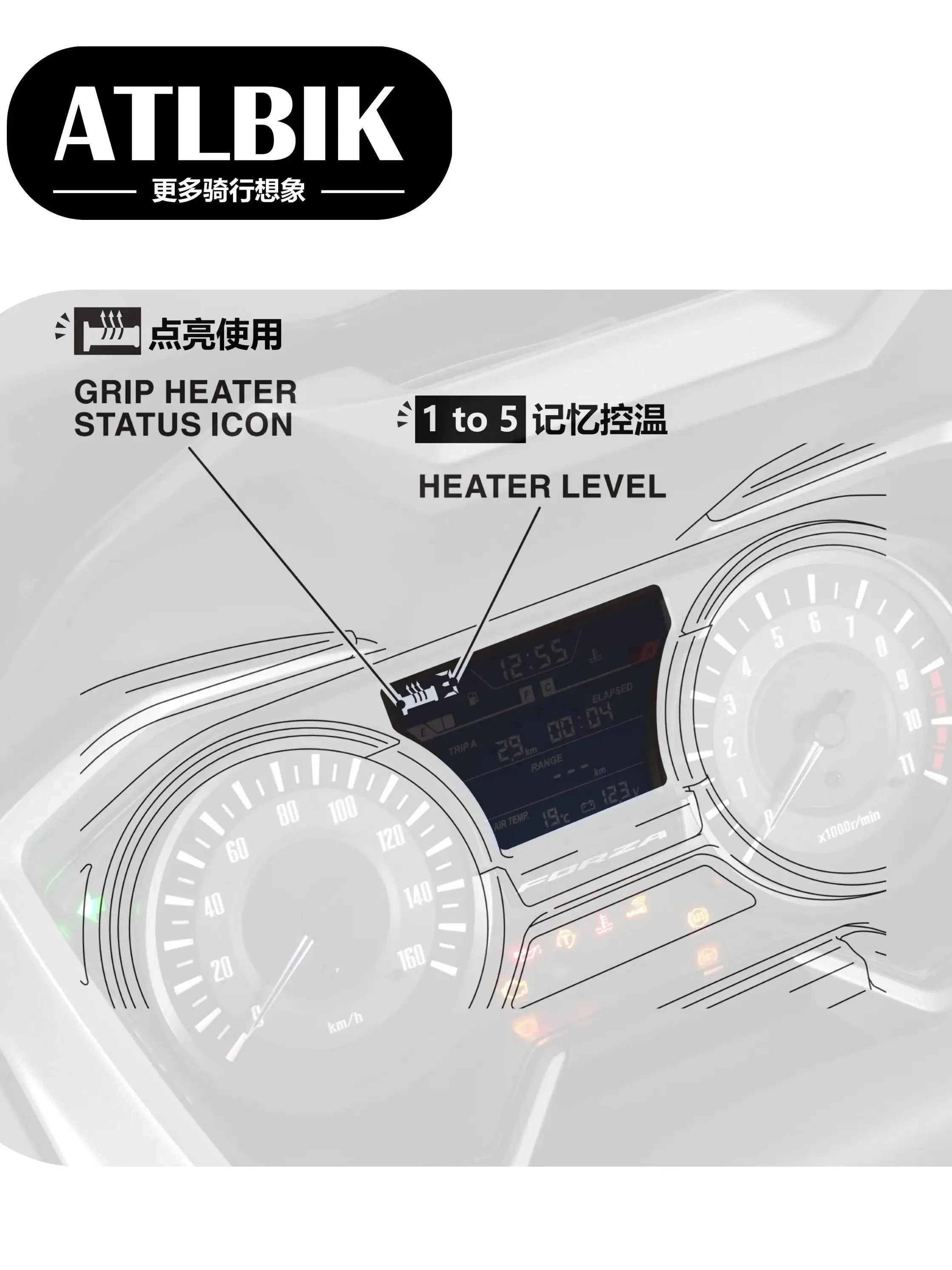 For Honda motorcycle Heated Grips show on meter