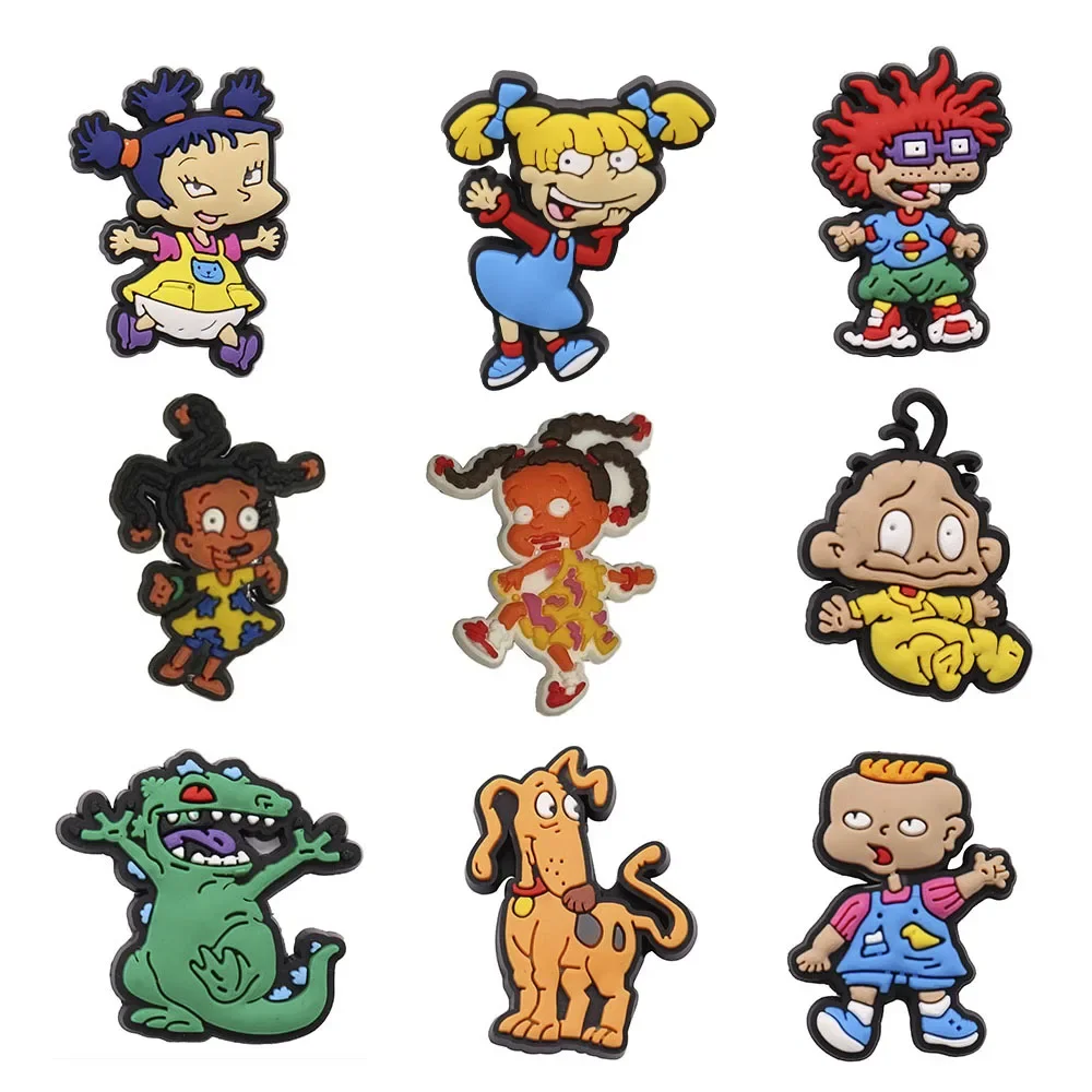 Breloques de chaussures en PVC, 1 pièce, dessin animé mignon, filles coquines, garçons, bébé dinosaure chien, boucle, bricolage, trou, accessoires de chaussures, décorations, cadeau pour enfant