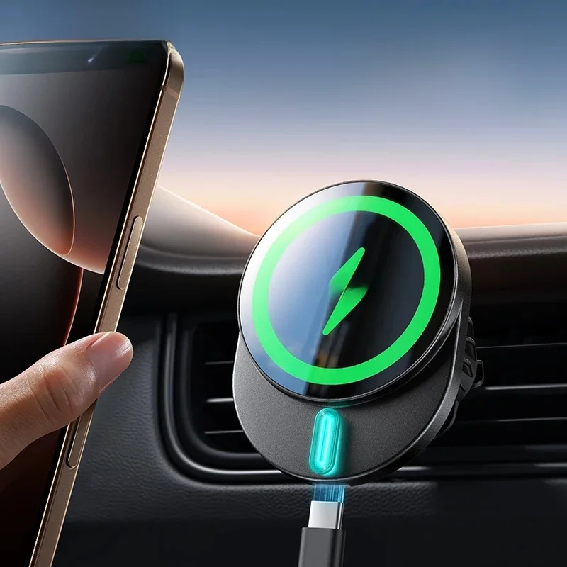 Joyroom 15W Magnetyczny Uchwyt Samochodowy z Ładowarką Bezprzewodową do iPhone 16/15/14/13, Mocowany do Kratki Wentylacyjnej, 1/2 szt. — zdjęcie produktu 7