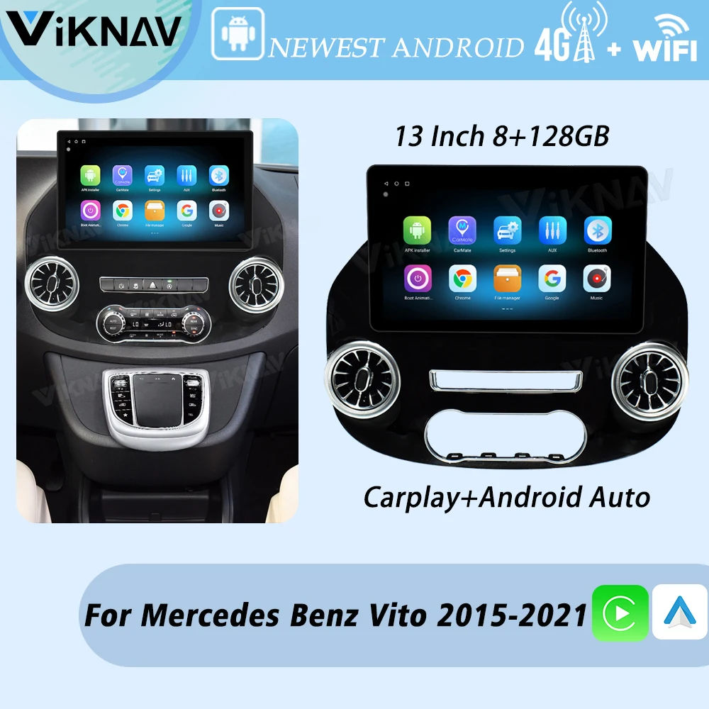 

Автомобильная магнитола Viknav, 13 дюймов, Android, для Benz Vito 2015-2021, мультимедийный плеер, GPS-навигация, беспроводное головное устройство Carplay (128 ГБ)