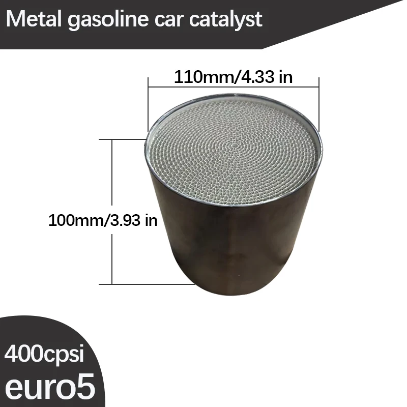 110*100mm Gasoline Vehicle Exhaust Gas Catalytic Converter Suitable for EURO 5/6 Emissions Metal 400cpsi Catalyst