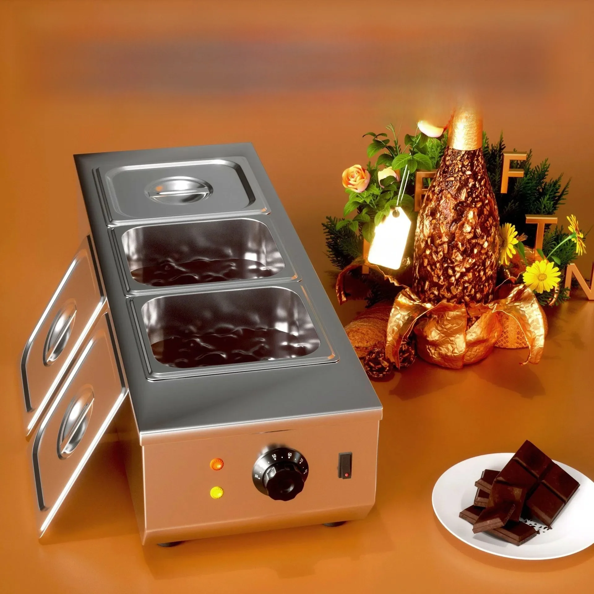 Singwinner 2 3 Tanks Elektrische Chocolade Tempereermachine Chocolade cascade Smeltkroes voor Keuken huishoudapparatuur - afbeelding 2
