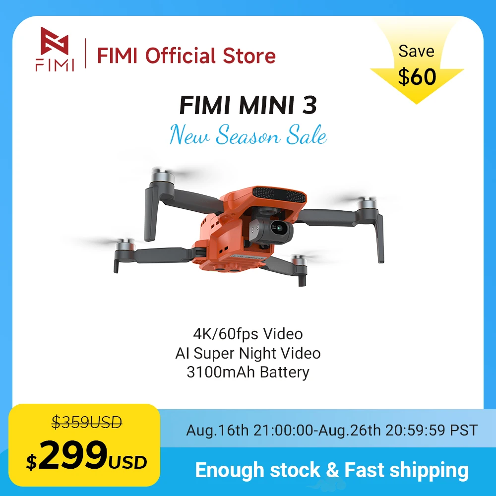 FIMI MINI 3 SE neue Drohne 4K 30fps 9 km Reichweite Hybrid 3-Achsen Gimbal 245g Ultraleichtes Design 12MP Smart Tracking Mini Pr