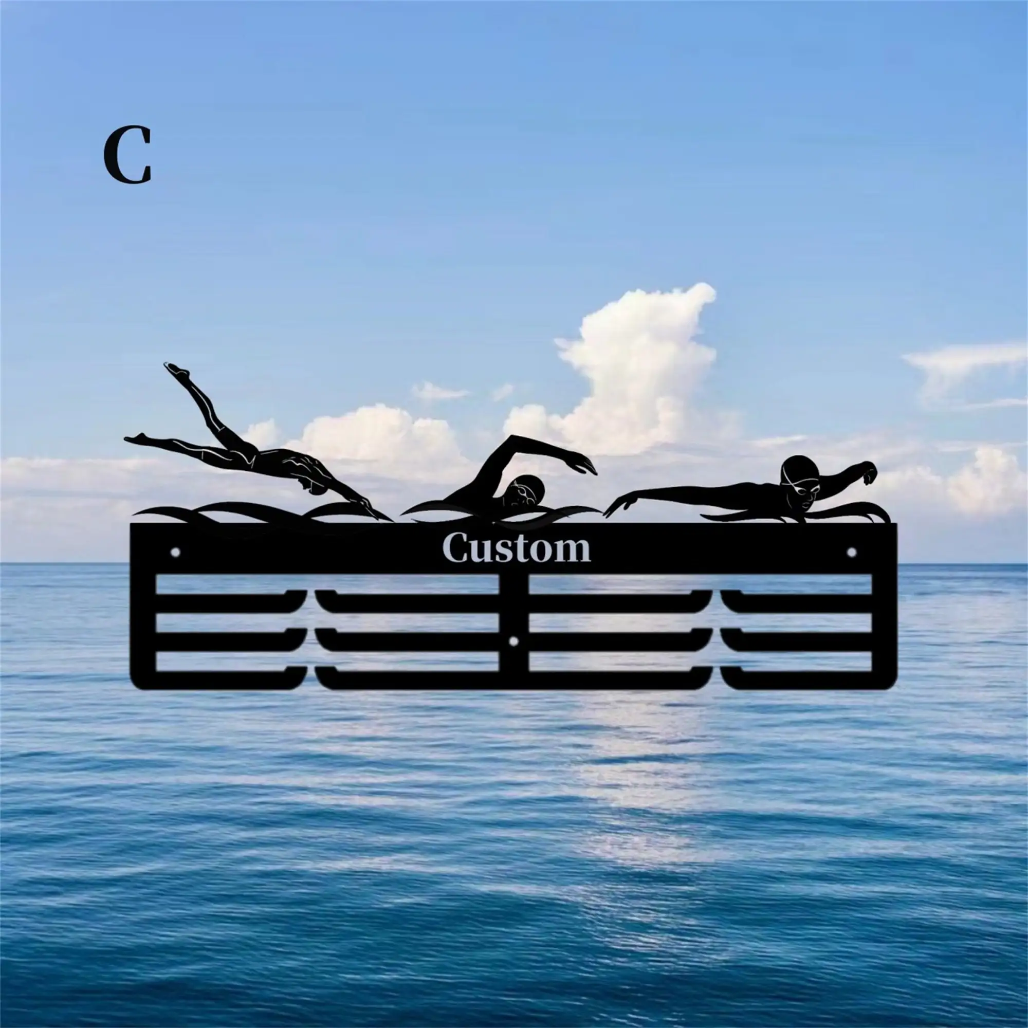 Custom Swimming Medal Holder Personalized Name of Swimmer Medal Hanger Medal Display Awards Sign Trophy Display Stand